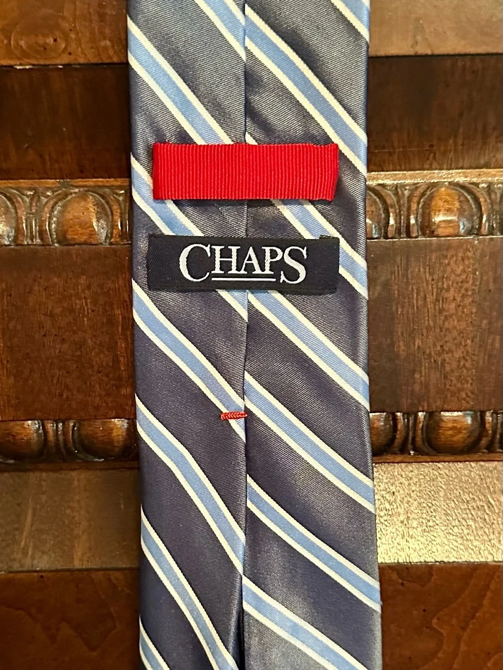 Chaps by Ralph Lauren Navy Tie with Light Blue and White Diagonal Stripes